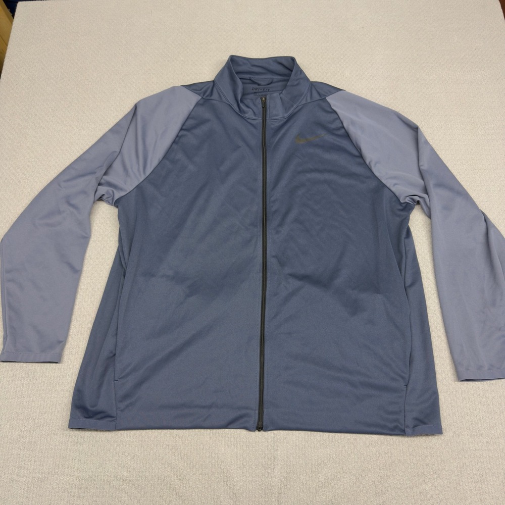 Nike Dri Fit Track Jacket Mens XXL Blue Colorblock Lightweight Athletic Running